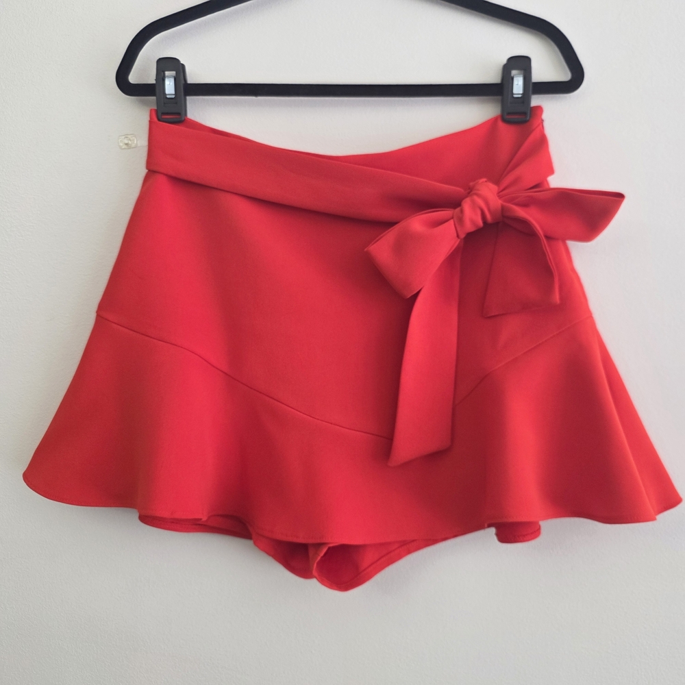 Zara Vibrant Red Skort with Bow Detail